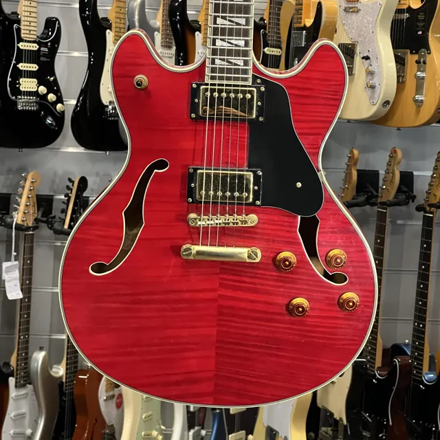 Washburn Hb35 Wrk Hollowbody Wine Red Flame Top - Image 1