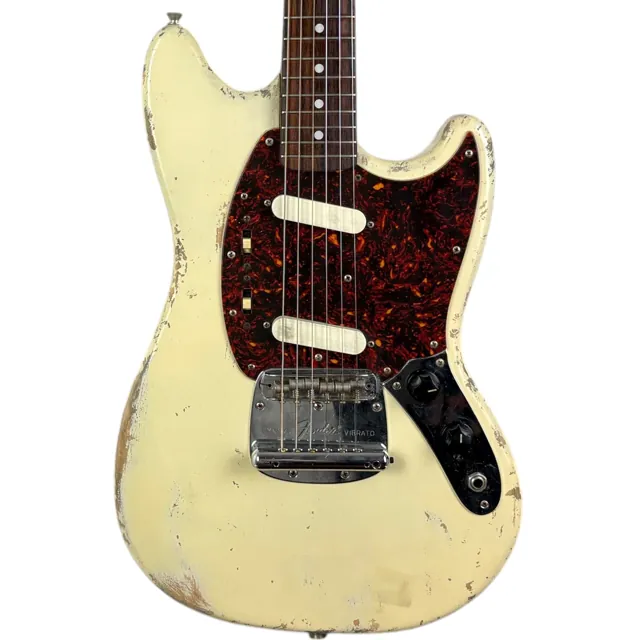 Fender Japan 69 Reissue Mustang 1999-2002 - Heavy Relic Vintage White - Image 1