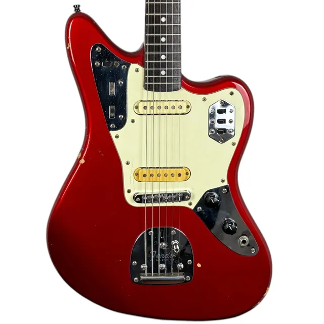 Fender Japan 66 Reissue Jaguar 2002-2004 - Candy Apple Red - Matching Headstock - Image 1