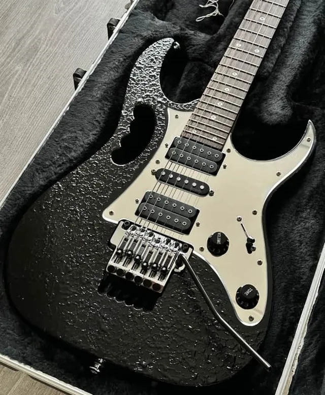 Ibanez JEM 7 DBK Black Industrial Finish with Mirror Guard Steve Vai Breed Pickups - Image 1