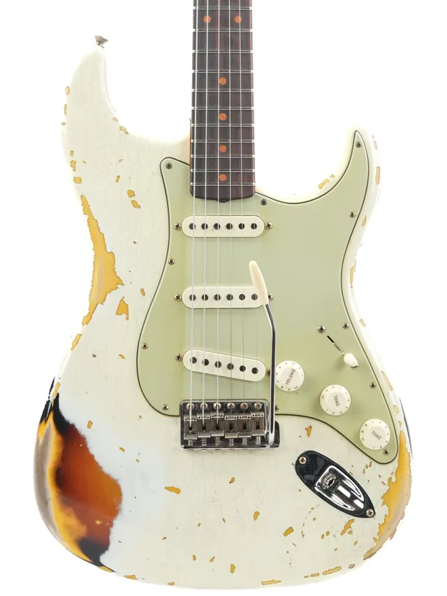 Fender Custom Shop 1960 Stratocaster Olympic White over 3 Color Sunburst Heavy Relic 2022 - Image 1