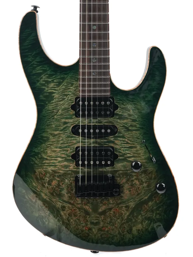 Suhr Modern Custom Waterfall Burl Maple Faded Trans Green Burst 2026 - Image 1